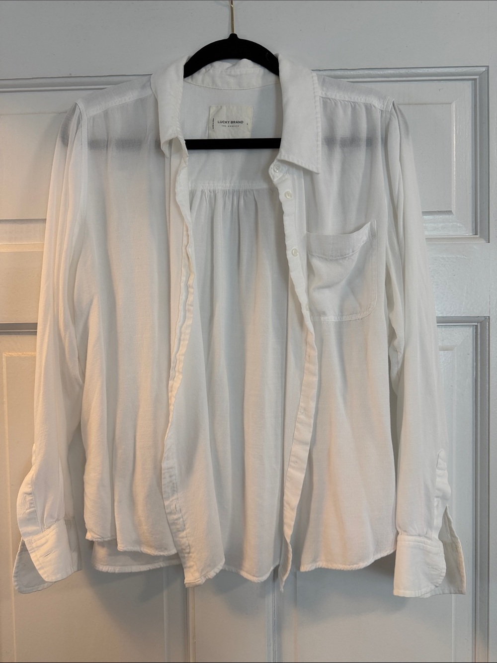 Lucky Brand Semi-Sheer Button-Down - White